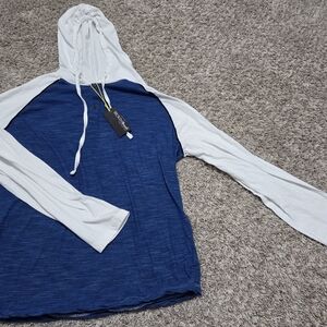Blue and White Men's Hoodie